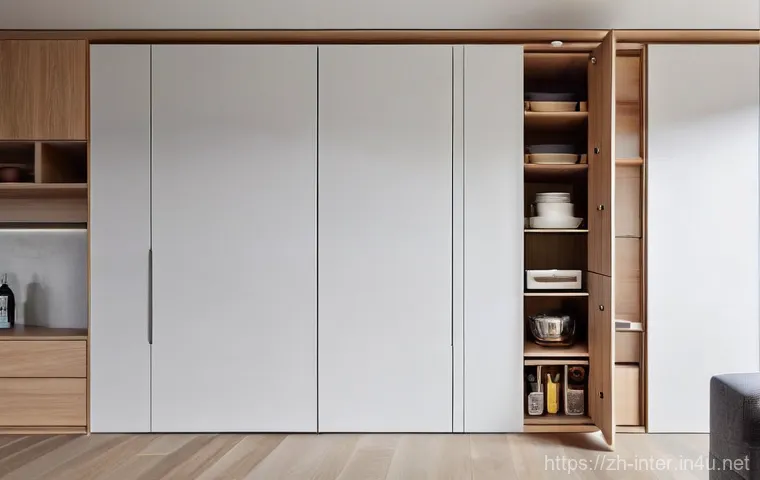 계단 공간 활용법 - **Prompt 1: Modern Under-Stair Hidden Storage Solution**
    A contemporary interior view of a sleek...