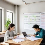 홈 인테리어 예산 계획 - **Prompt 1: Renovation Budget Planning Session**
    A bright, well-lit image of a young adult coupl...